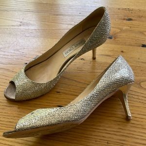 Jimmy Choo gold glittery heels